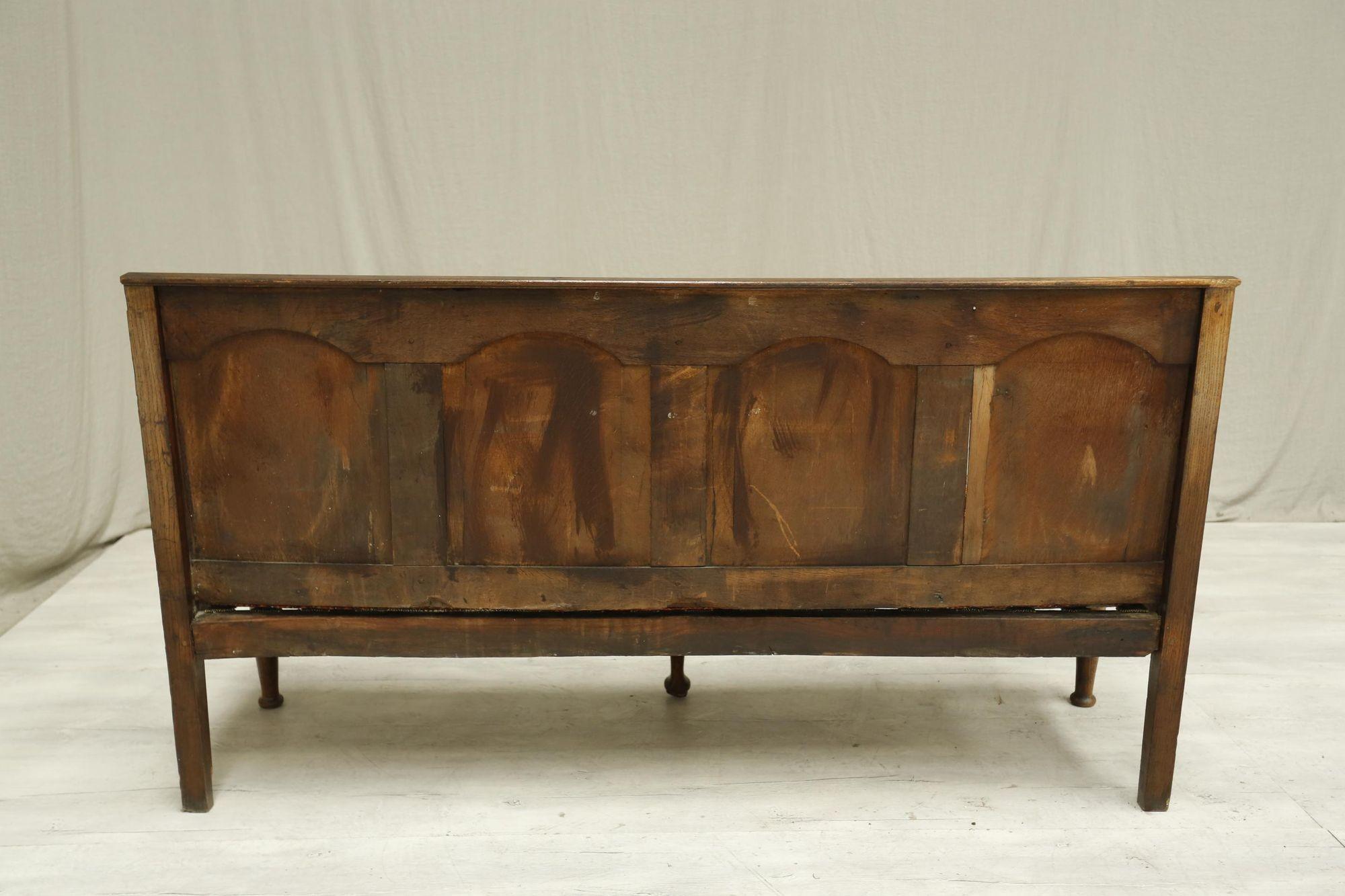 18th Century Oak Settle with Kilim Seat Cushion 11