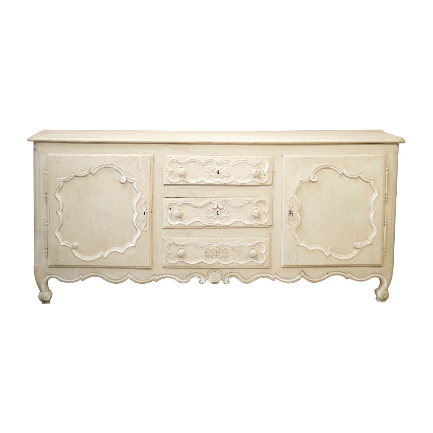 18th Century Oak Sideboard in Rustic White Paint