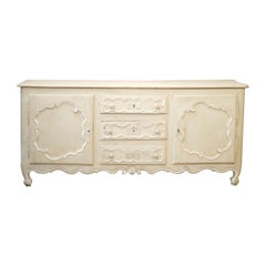 Antique 18th Century Oak Sideboard in Rustic White Paint
