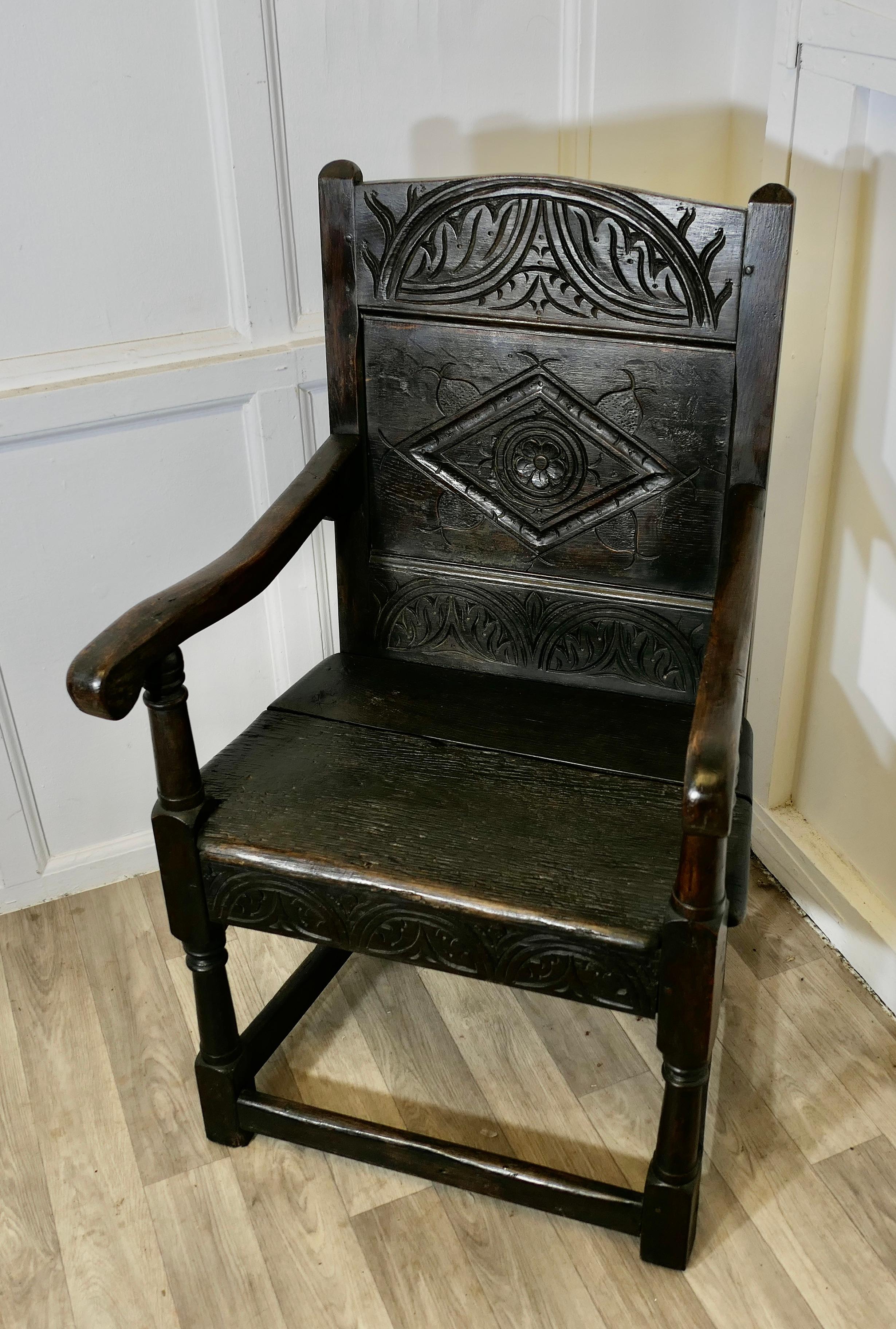 Chaise de salon Wainscot du 18ème siècle  Cette belle chaise Bon état - En vente à Godshill, Isle of Wight