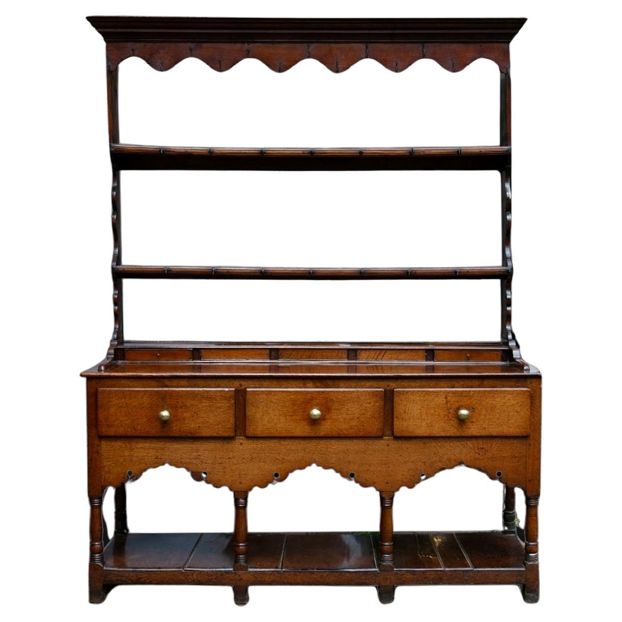 18th Century Oak Welsh Dresser Base and Rack