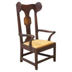 Antique 18th Century Oak Winged Lambing Chair