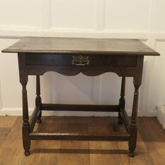 18th Century Oak Writing Table Low Boy  The Desk stands on neat turned legs
