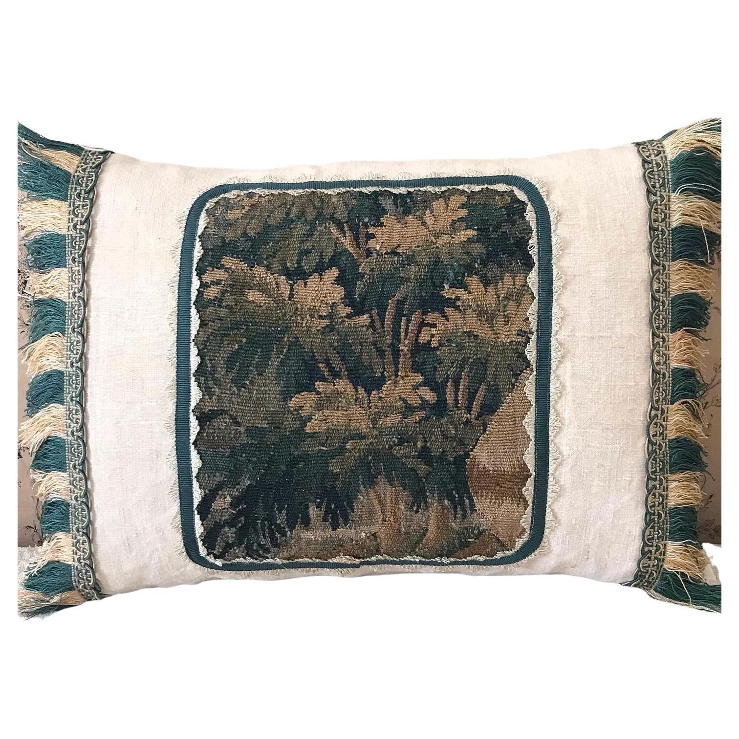 18th Century Oblong Verdure Cushion  For Sale