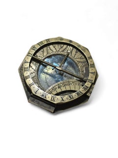 18th Century Octagonal Brass Sundial Signed “Johan Schrettegger