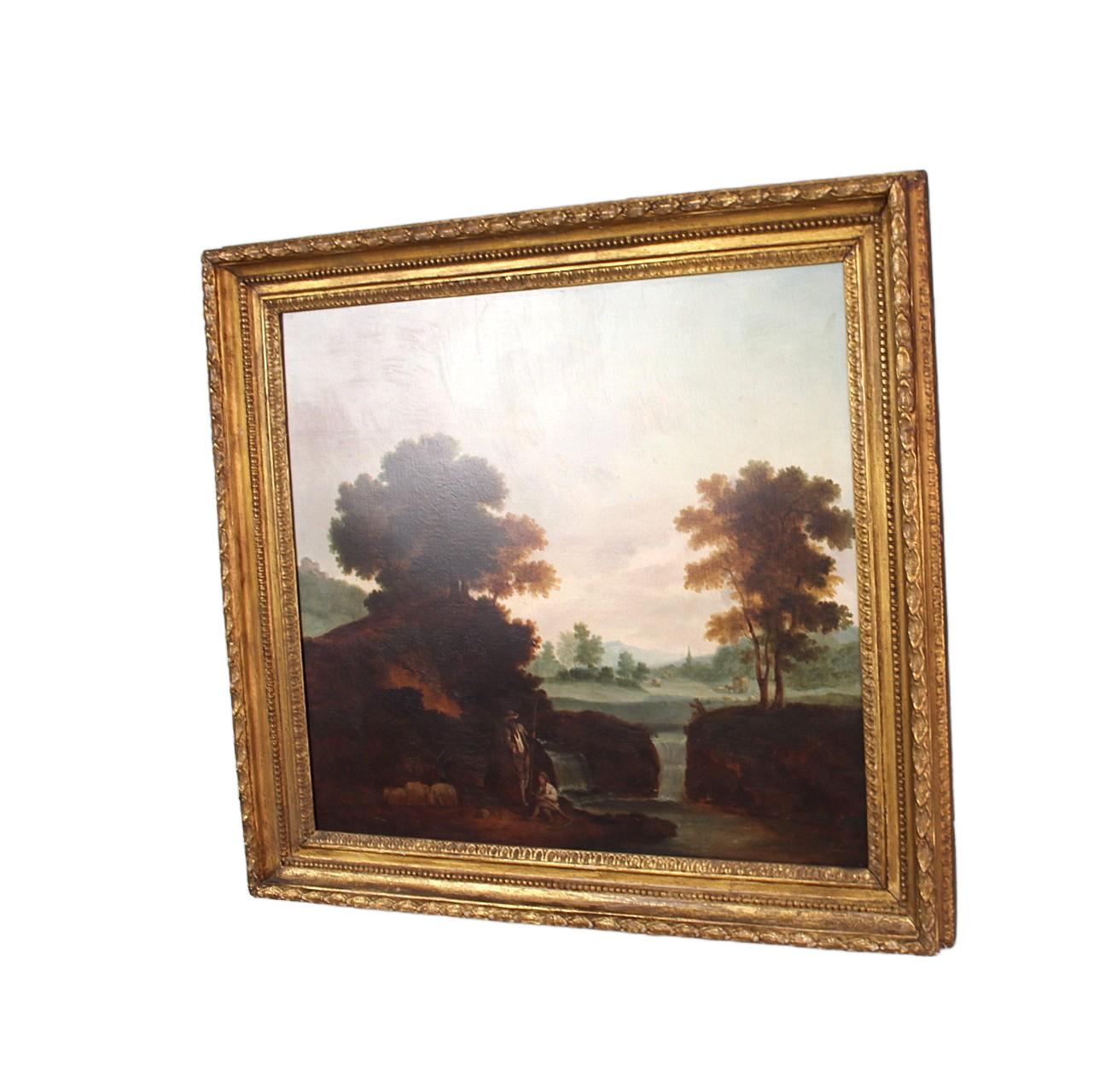Dipinto a mano XVIII secolo del cerchio Richard Wilson (circle) Paesaggio pastorale in vendita
