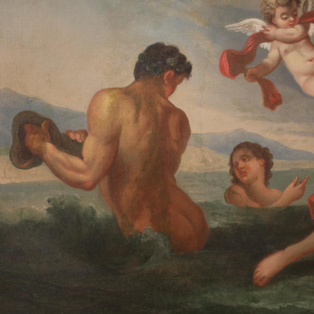 18th Century Oil Canvas Italian Painting Mythological Triumph of Galatea, 1780 For Sale 8