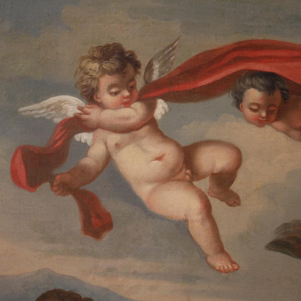 Tela 18th Century Oil Canvas Italian Painting Mythological Triumph of Galatea, 1780