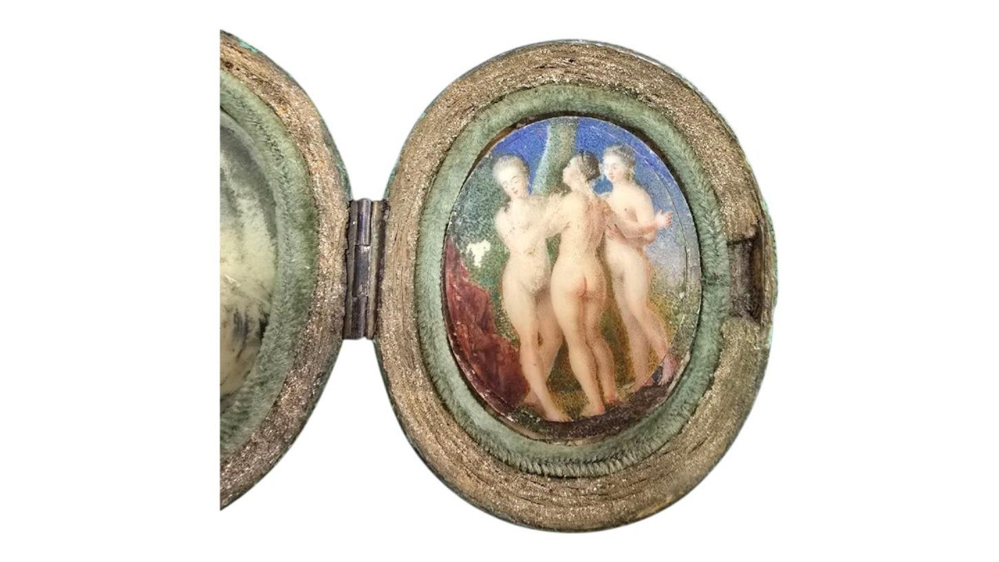 18th Century and Earlier 18th Century Oil Miniature – The Three Graces For Sale