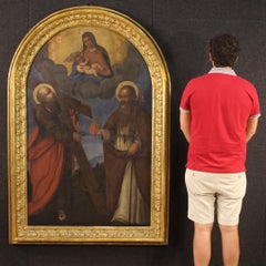 18th Century Oil on Canvas Altarpiece Italian Antique Painting Virgin with Child
