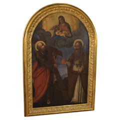 Huile sur toile italienne ancienne du 18ème siècle représentant une Vierge et un enfant