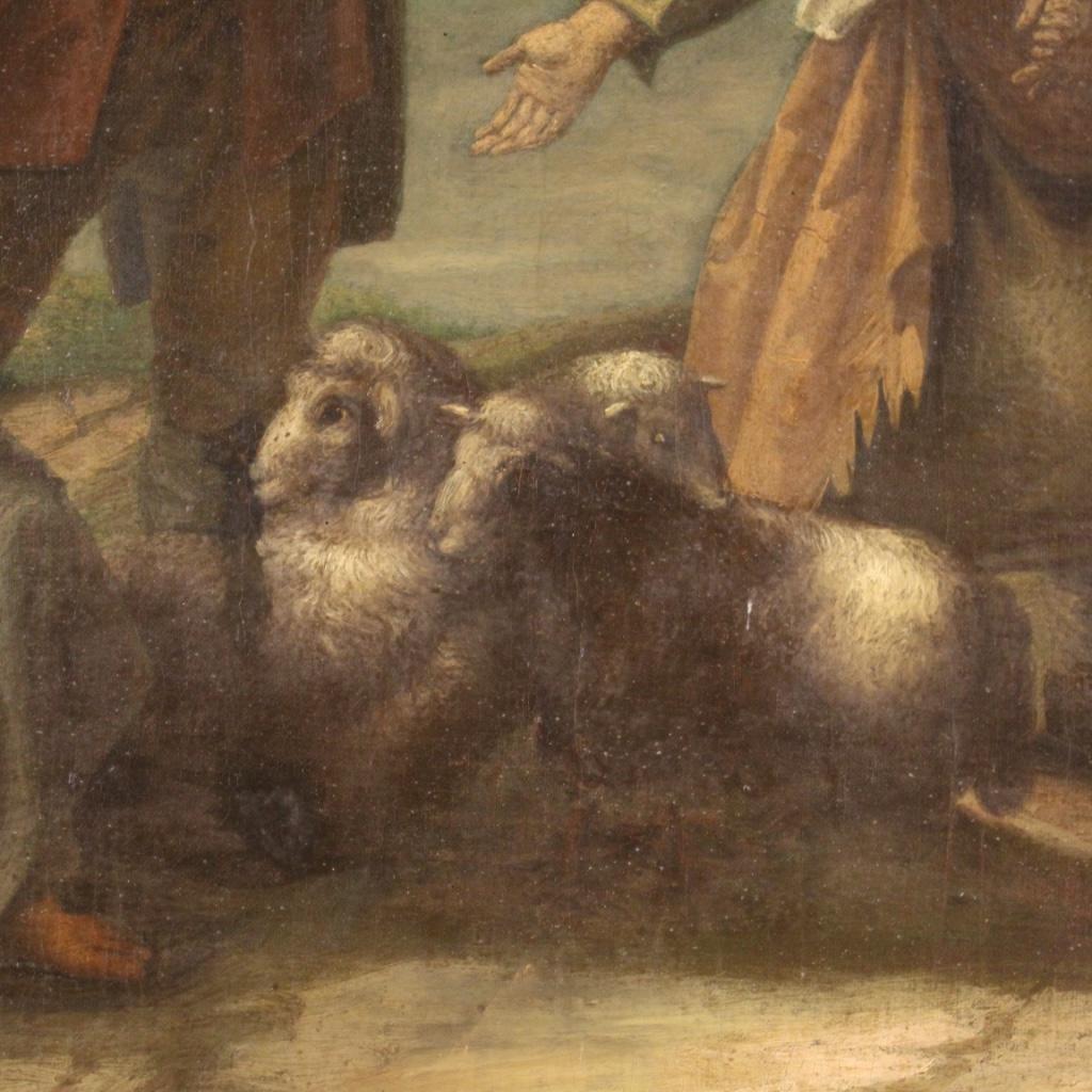 Huile sur toile ancienne d'une scène de genre française du 18e siècle, 1780 5