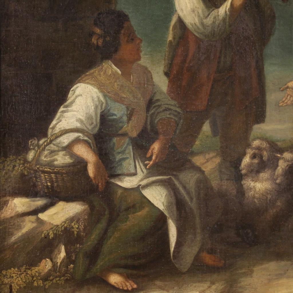 Huile sur toile ancienne d'une scène de genre française du 18e siècle, 1780 8