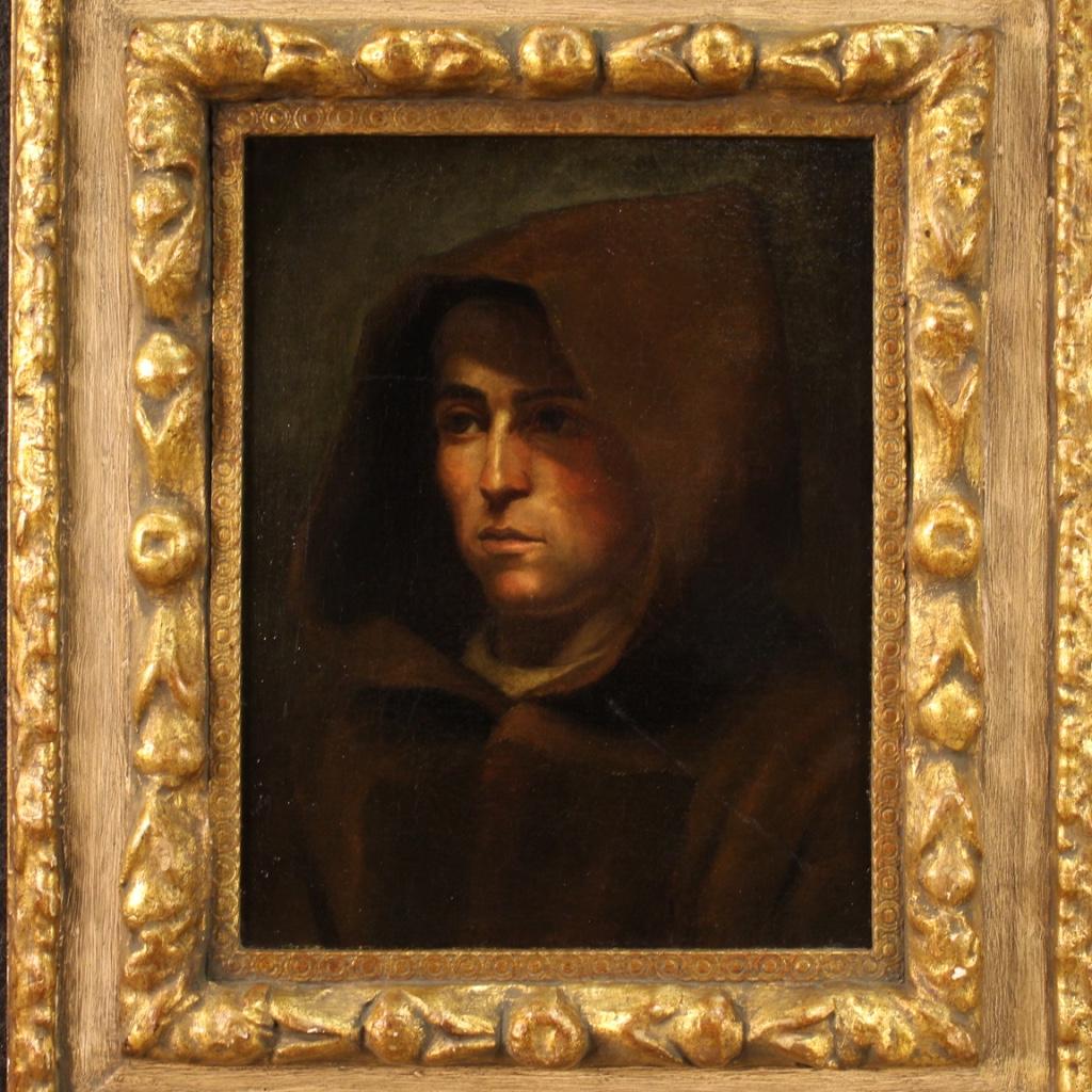 18th Century Oil on Canvas Antique Italian Friar Portrait Painting, 1760 7
