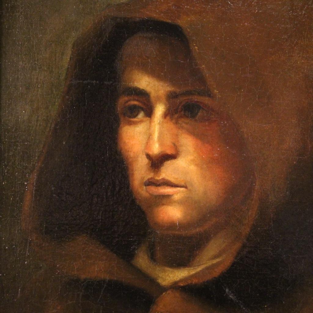 18th Century Oil on Canvas Antique Italian Friar Portrait Painting, 1760 2