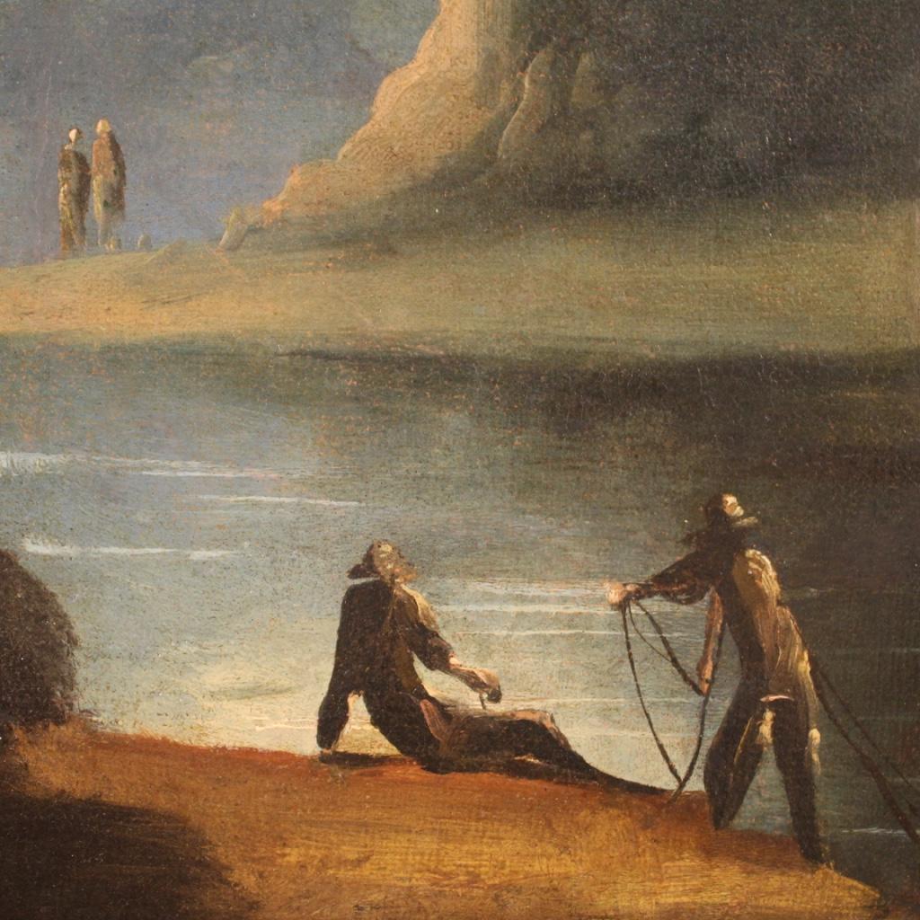 Óleo sobre lienzo del siglo XVIII Pintura antigua de paisaje italiano, 1750 Lienzo