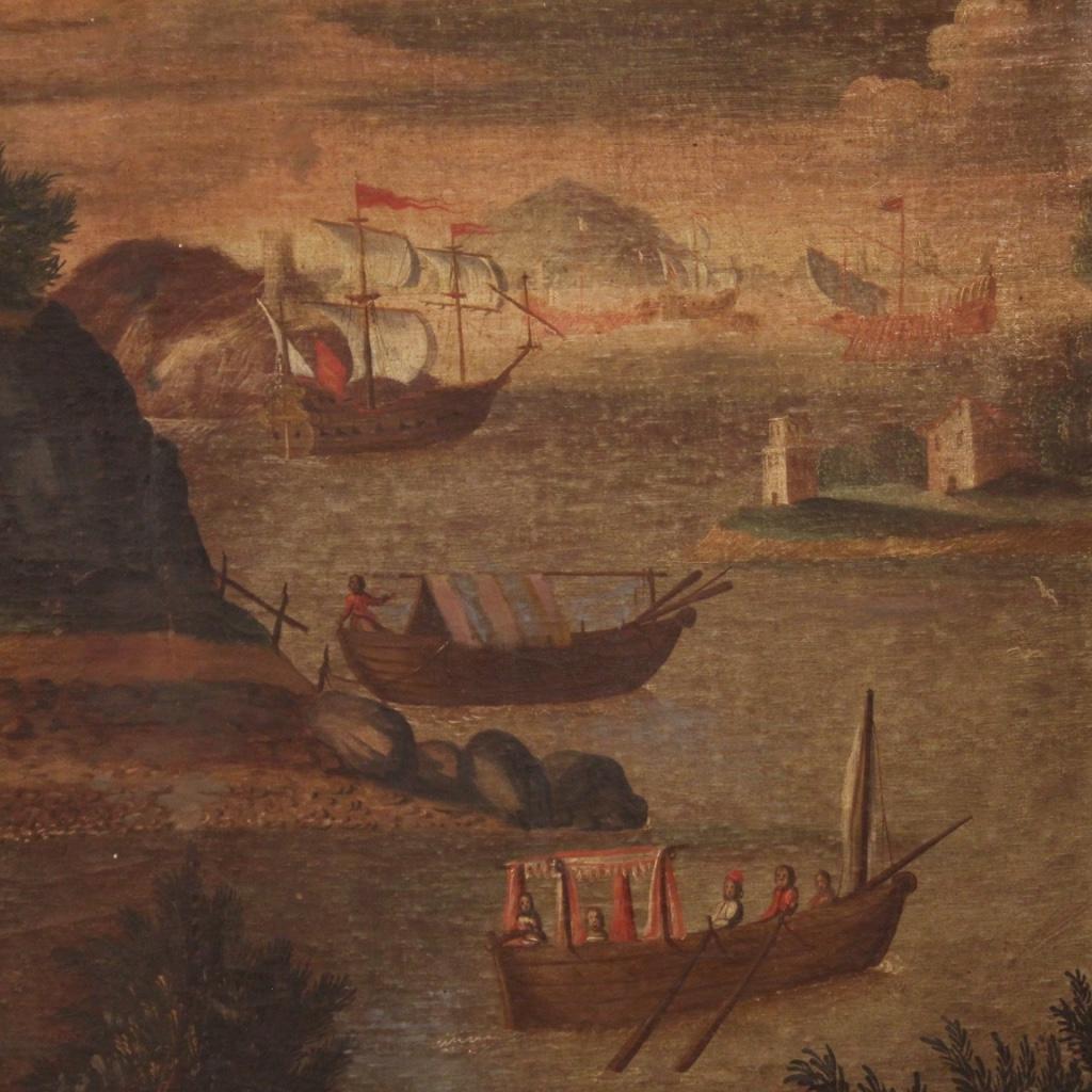18th Century Oil on Canvas Antique Italian Landscape Painting, 1770 2