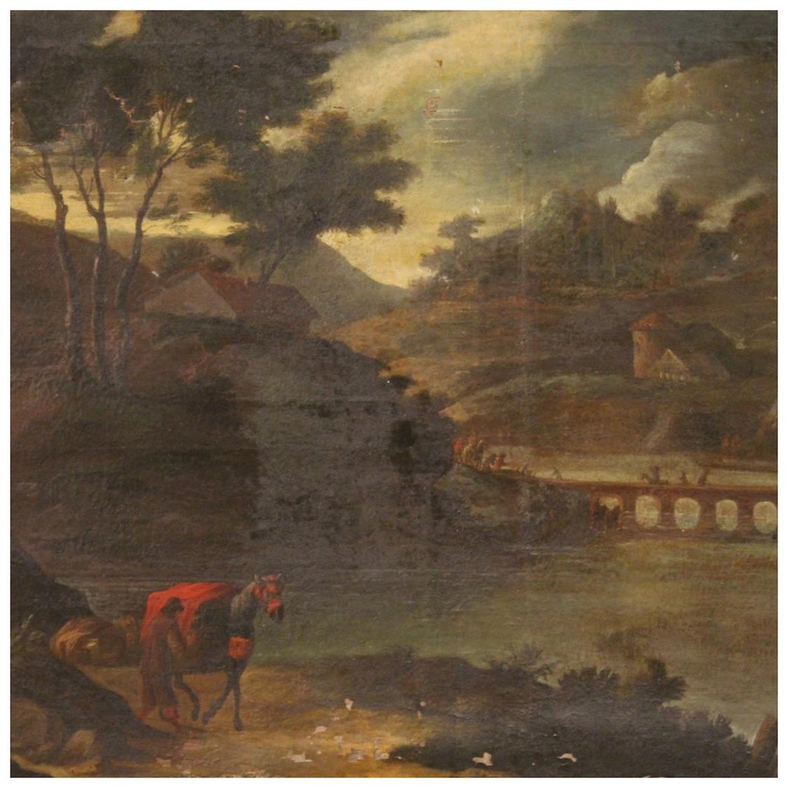 18th Century Oil on Canvas Antique Italian Landscape Painting, 1770