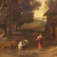 18th Century Oil on Canvas Antique Italian Landscape Painting, 1780