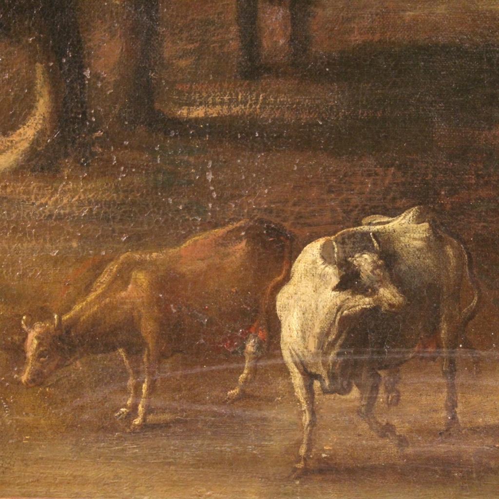 18th Century Oil on Canvas Antique Italian Landscape Painting, 1780 1