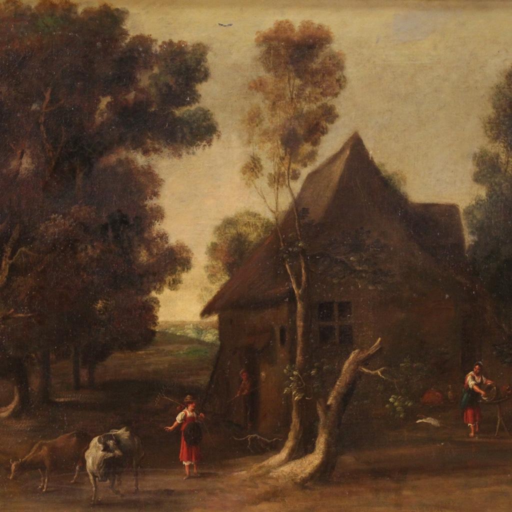 18th Century Oil on Canvas Antique Italian Landscape Painting, 1780 3