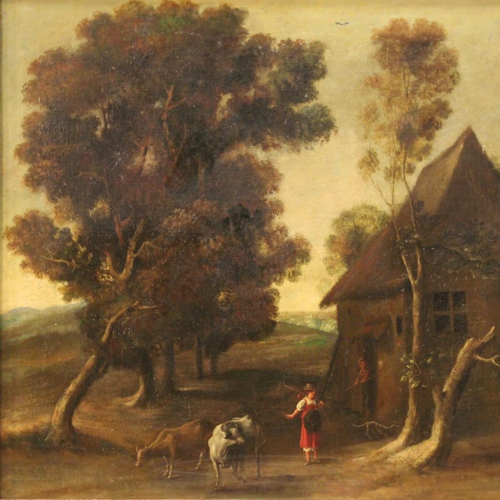 18th Century Oil on Canvas Antique Italian Landscape Painting, 1780 4
