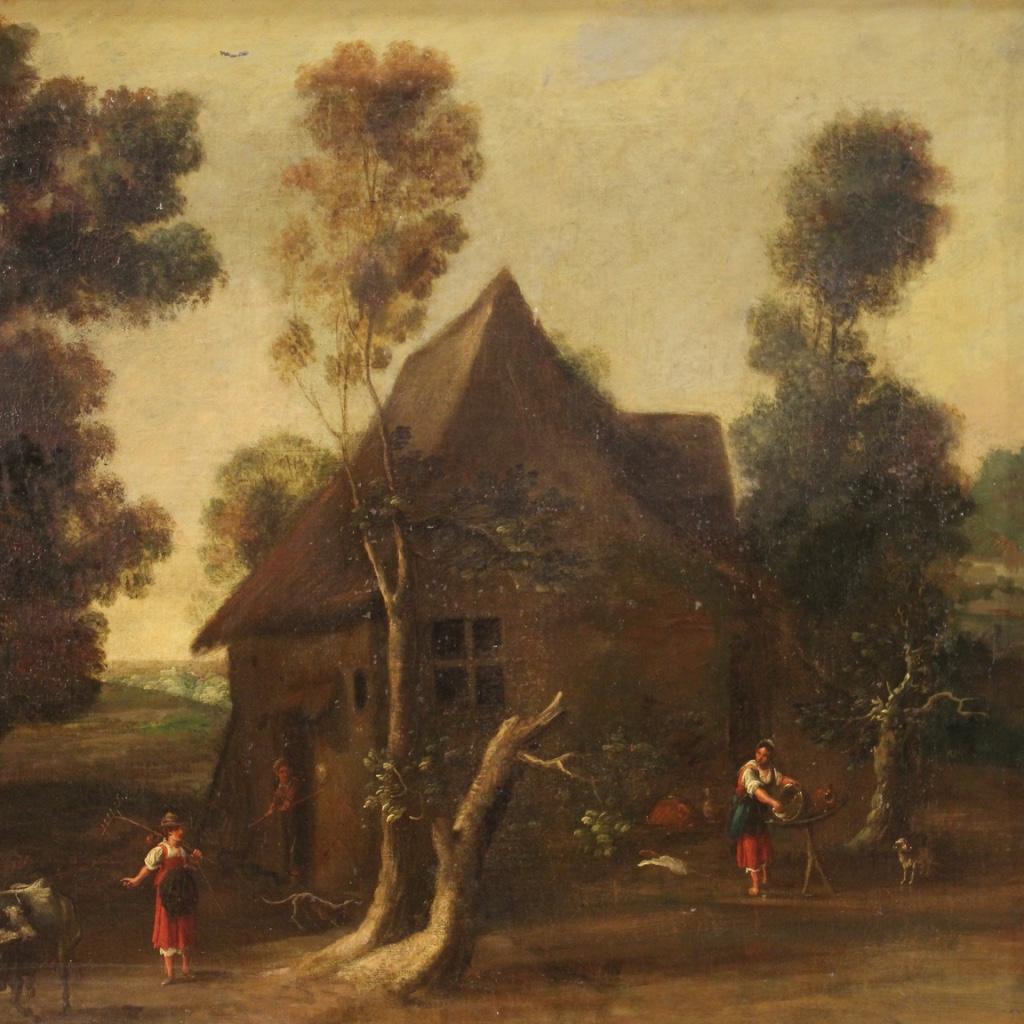 18th Century Oil on Canvas Antique Italian Landscape Painting, 1780 5