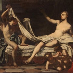 18th Century Oil on Canvas Antique Italian Mythological Painting Danae, 1750