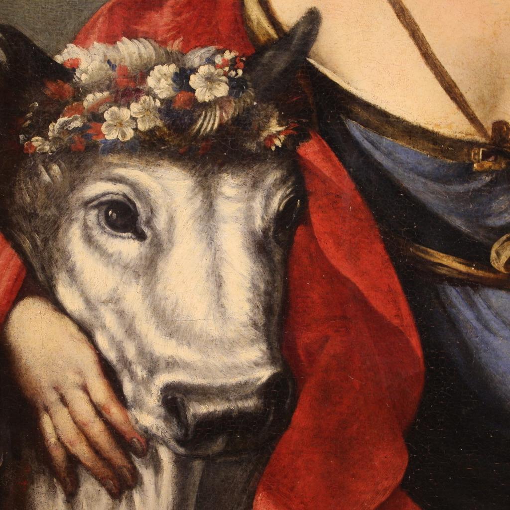 18th Century Oil on Canvas Antique Italian Mythological Painting Europa, 1720 11