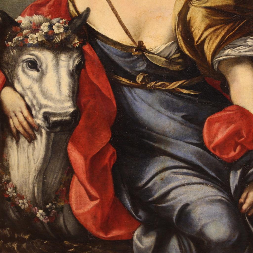 18th Century Oil on Canvas Antique Italian Mythological Painting Europa, 1720 5