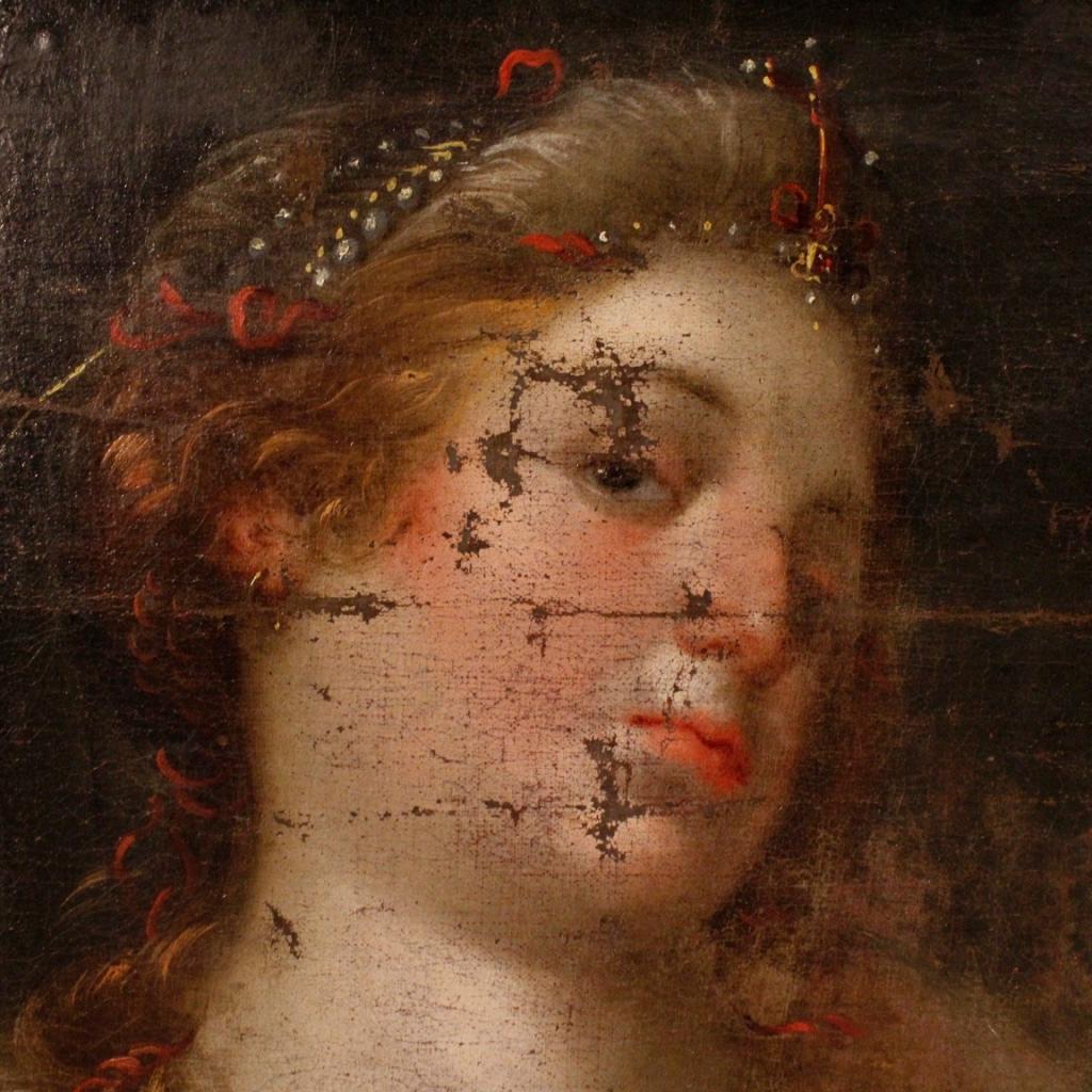 18th Century Oil on Canvas Antique Italian Painting Female Character, 1780 3