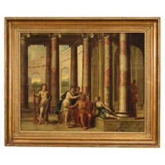 18th Century Oil on Canvas Antique Italian Painting Heracles and Onfale, 1780