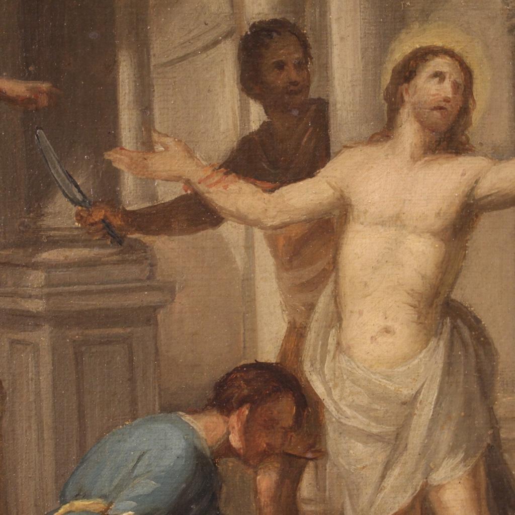 18th Century Oil on Canvas Antique Italian Painting Martyrdom of St. Bartholomew 7