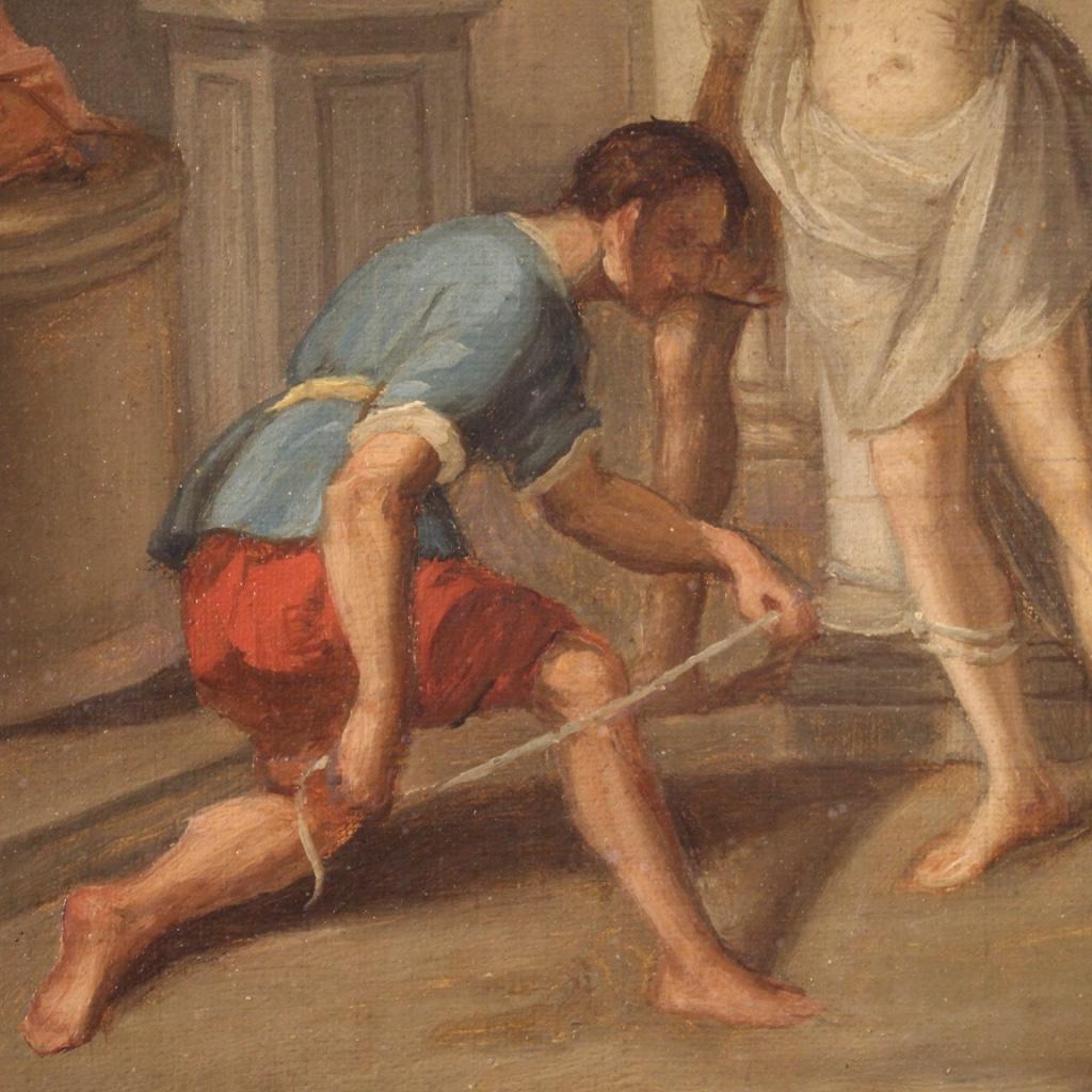18th Century Oil on Canvas Antique Italian Painting Martyrdom of St. Bartholomew For Sale 3