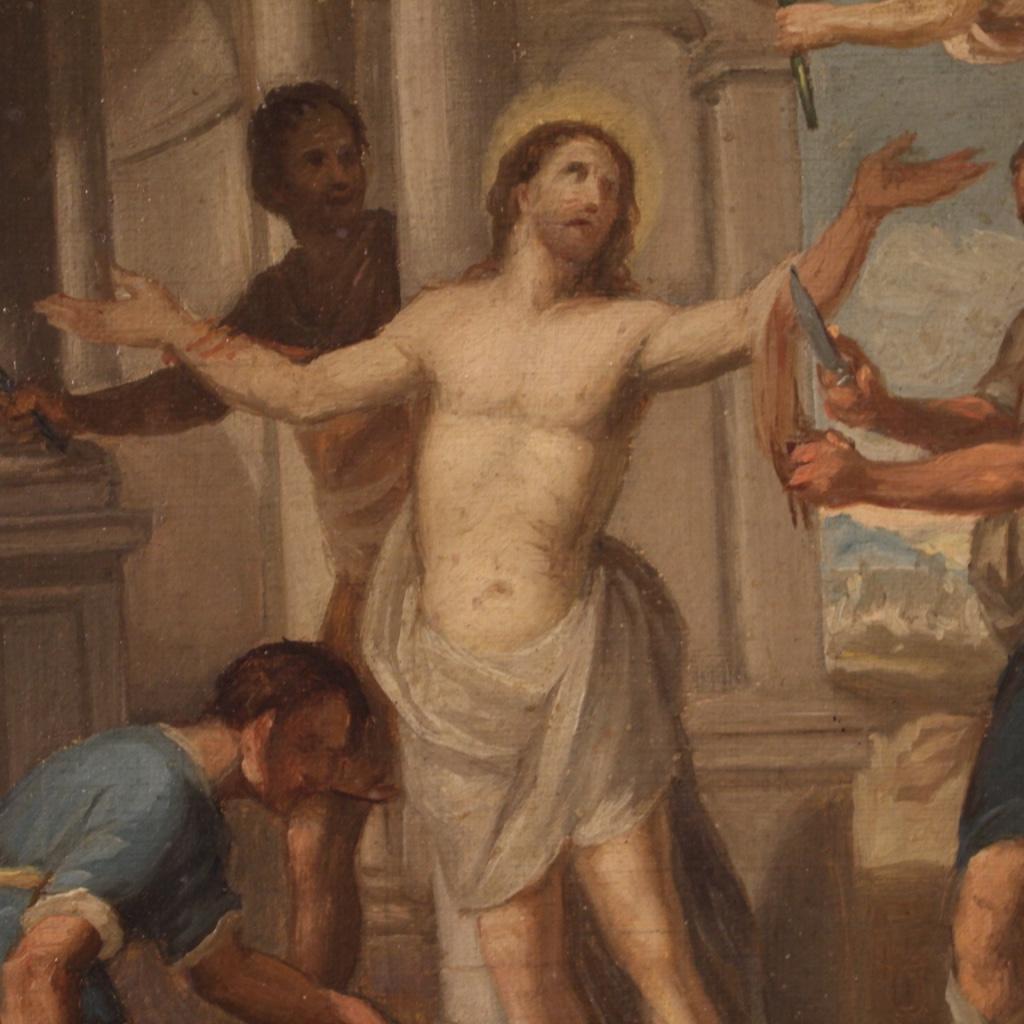 18th Century Oil on Canvas Antique Italian Painting Martyrdom of St. Bartholomew 4