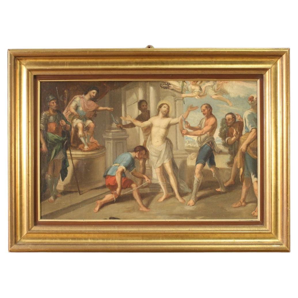 18th Century Oil on Canvas Antique Italian Painting Martyrdom of St. Bartholomew For Sale