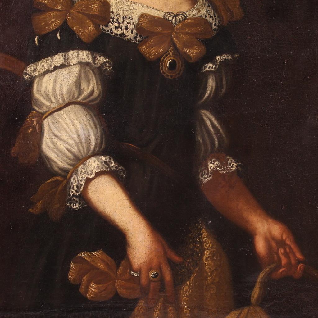 18th Century Oil On Canvas Antique Italian Portrait, 1730 For Sale 6