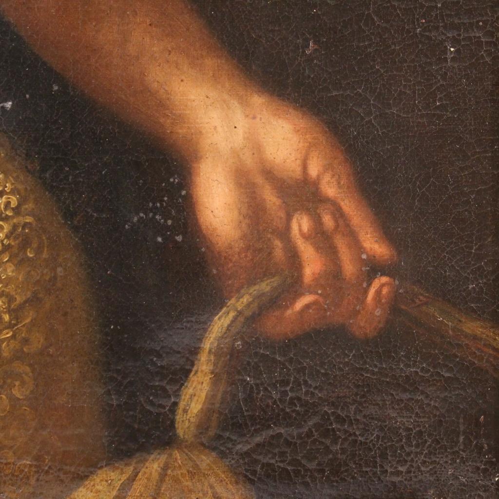 18th Century Oil On Canvas Antique Italian Portrait of a Noblewoman, 1730s 5