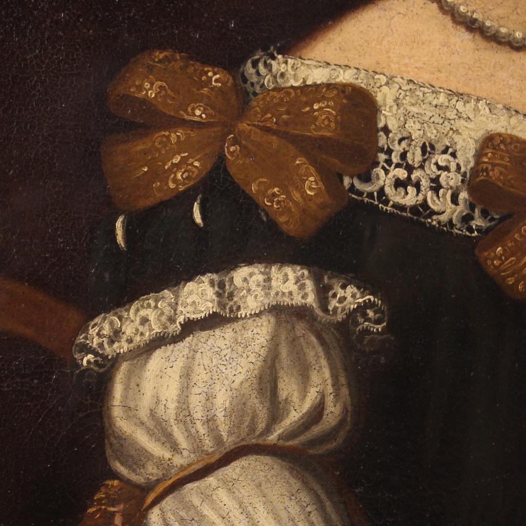 18th Century Oil On Canvas Antique Italian Portrait of a Noblewoman, 1730s 10