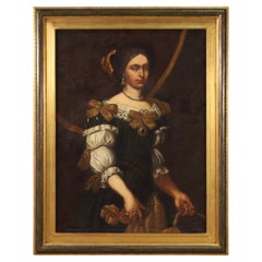 huile sur toile du XVIIIe siècle Portrait italien ancien d'une noble, 1730