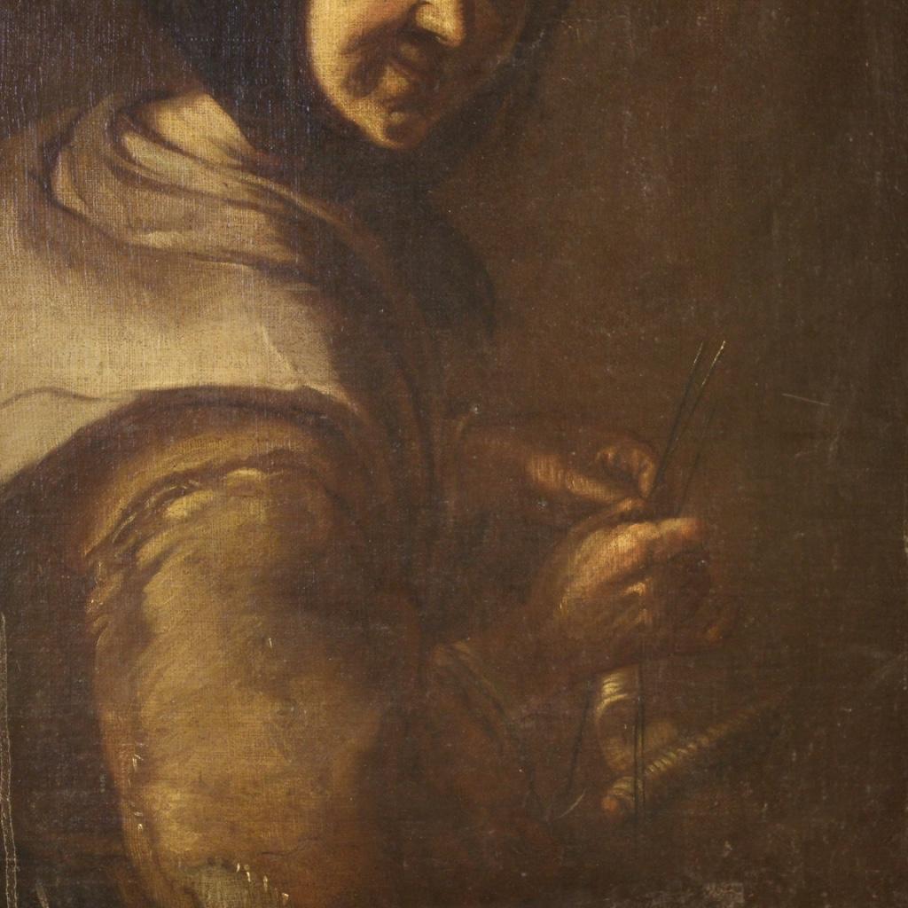 Gilt 18th Century Oil on Canvas Antique Italian Portrait Painting, 1780