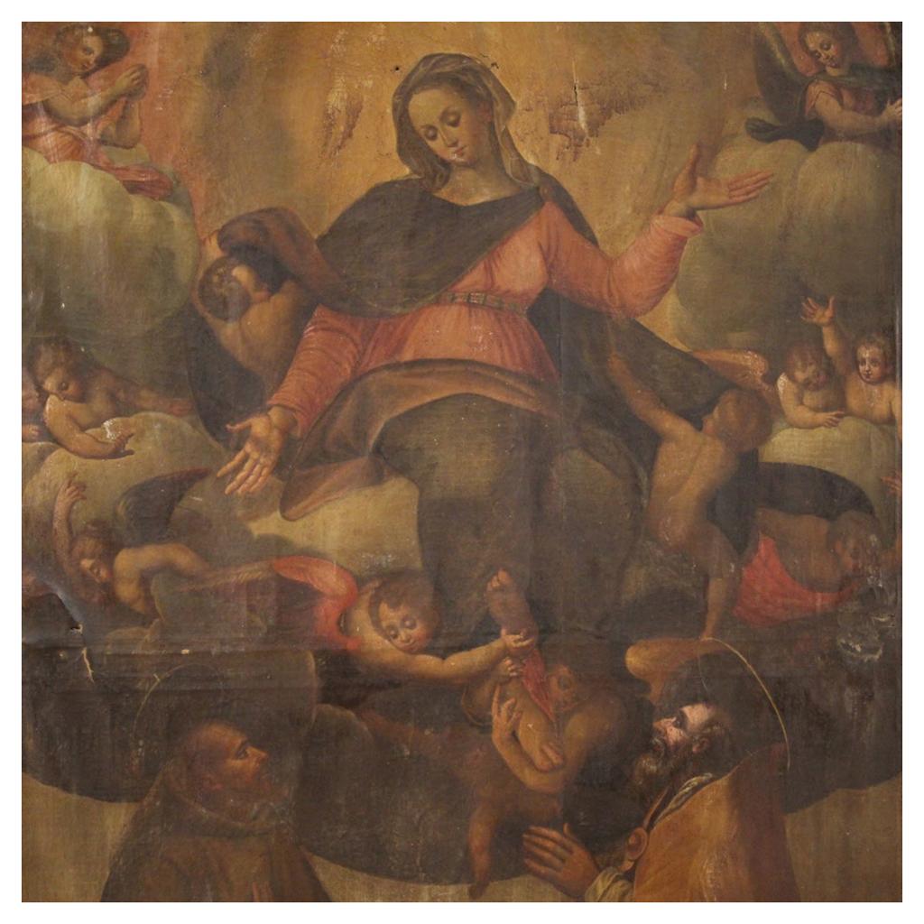 18th Century Oil on Canvas Antique Italian Religious Painting, 1720