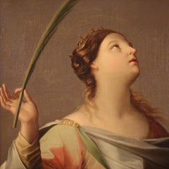18th Century Oil On Canvas Antique Italian Religious Painting, 1730s