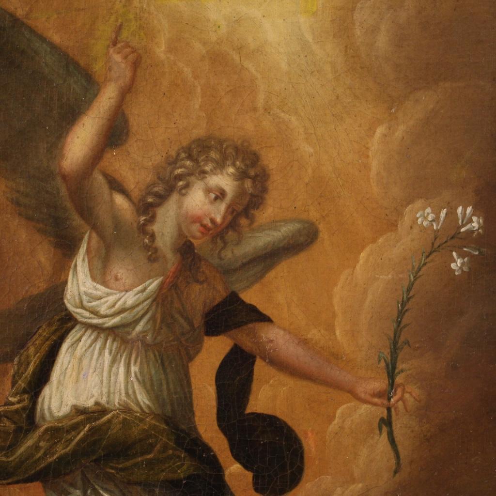 18th Century Oil on Canvas Antique Italian Religious Painting Annunciation, 1750 2