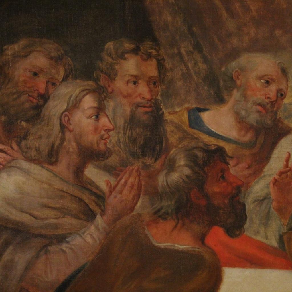 18th Century Oil on Canvas Antique Italian Religious Painting Last Supper, 1780 5