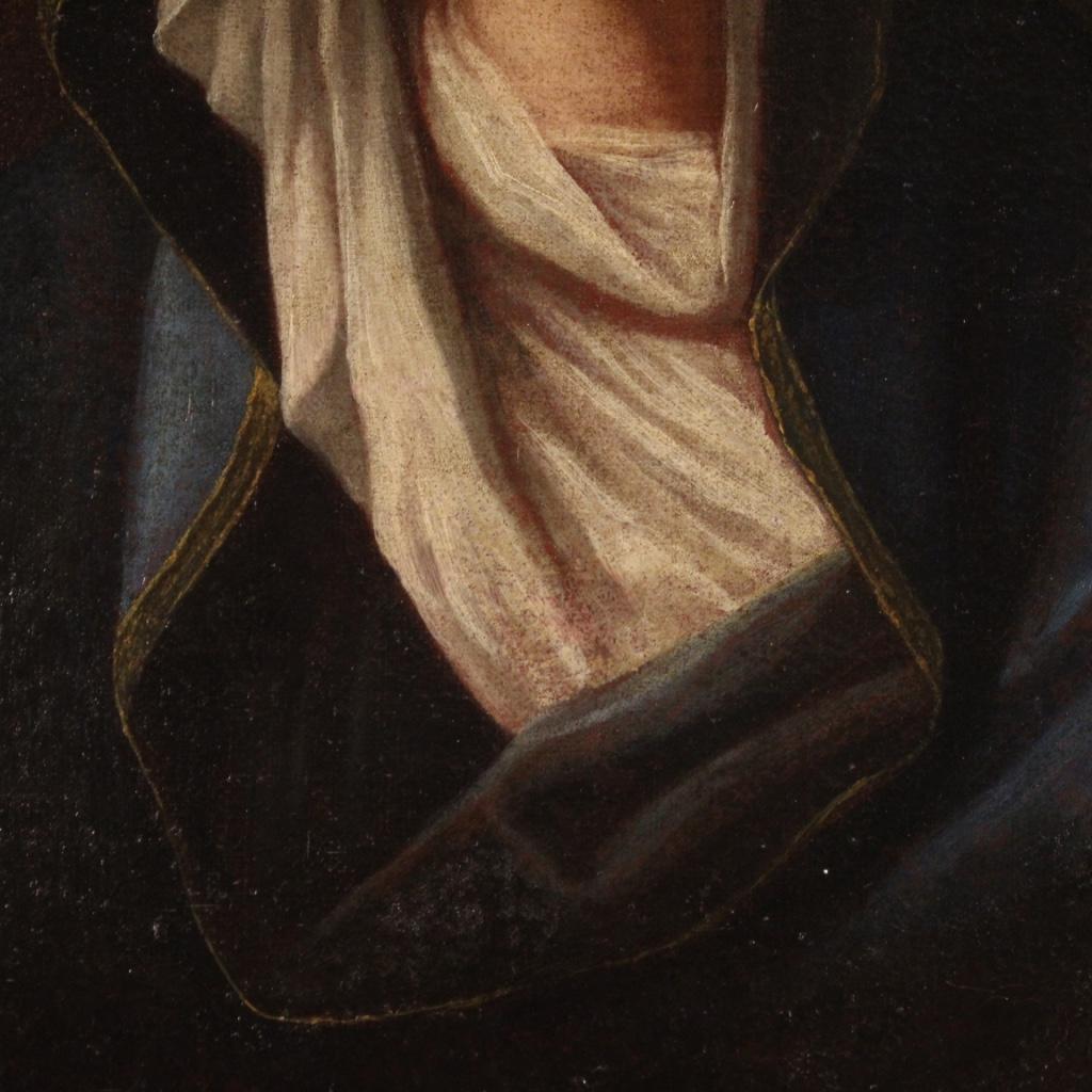 18th Century Oil on Canvas Antique Italian Religious Painting Madonna, 1750 1
