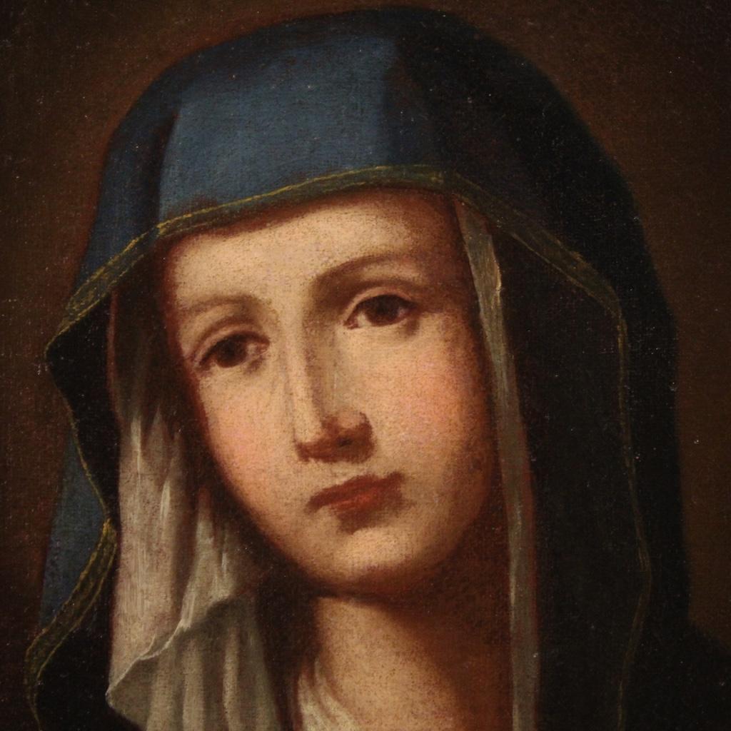18th Century Oil on Canvas Antique Italian Religious Painting Madonna, 1750 2