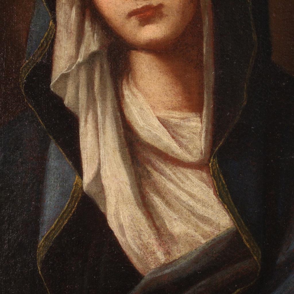 18th Century Oil on Canvas Antique Italian Religious Painting Madonna, 1750 6