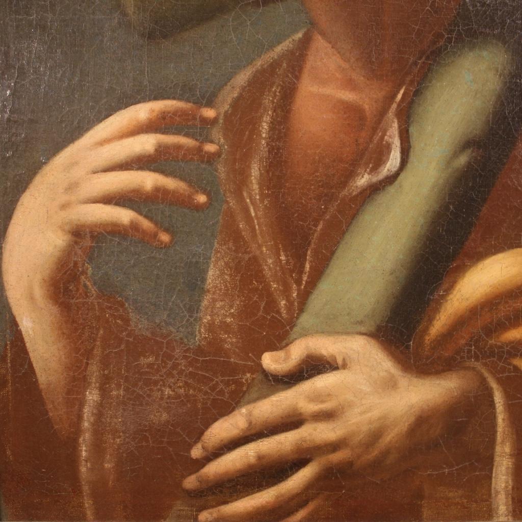 18th Century Oil on Canvas Antique Italian Religious Painting Saint Andrew, 1730 1