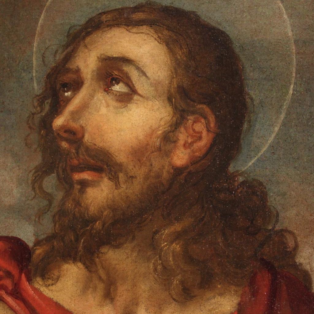 18th Century Oil on Canvas Antique Italian Religious Painting Saint John Baptist 2